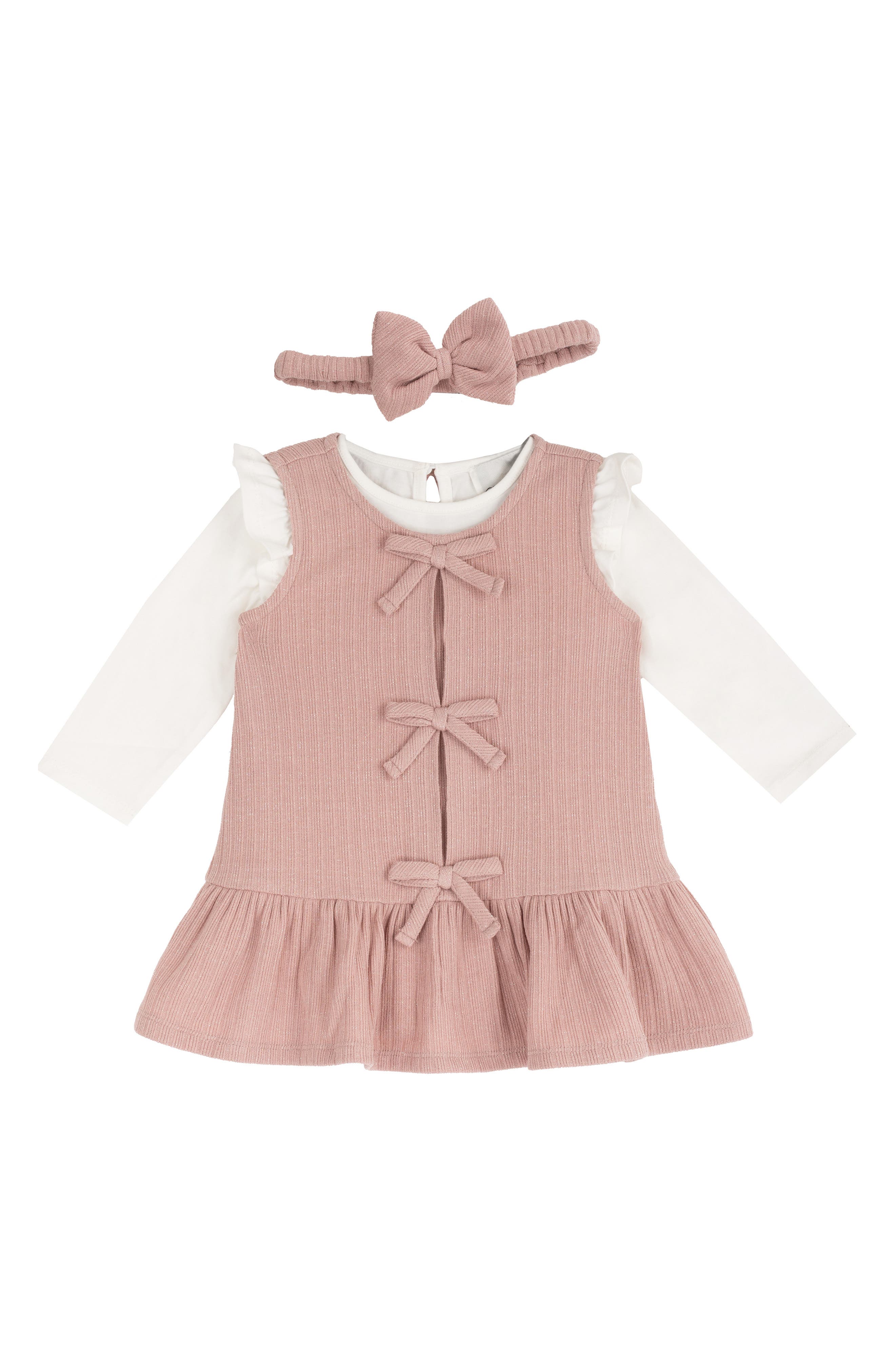 Kids' Bow Knit Jumper, Mock Neck Top & Headband Set