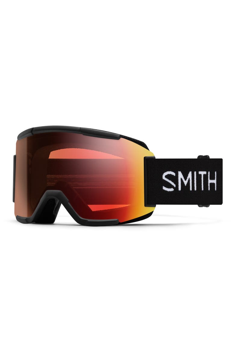 Squad Medium Fit ChromaPop™ Low Bridge Snow Goggles, Main, color, BLACK / PHOTOCHROMIC RED