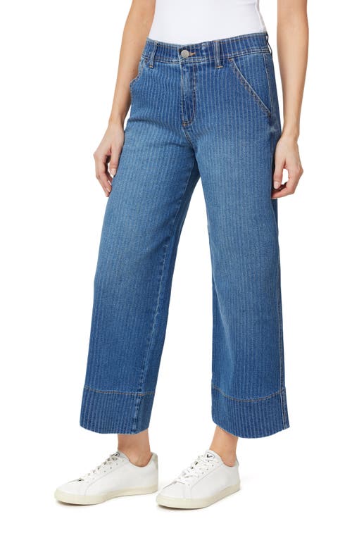 Curve Appeal Bowery Stripe Cropped Wide Leg Jeans In Luna
