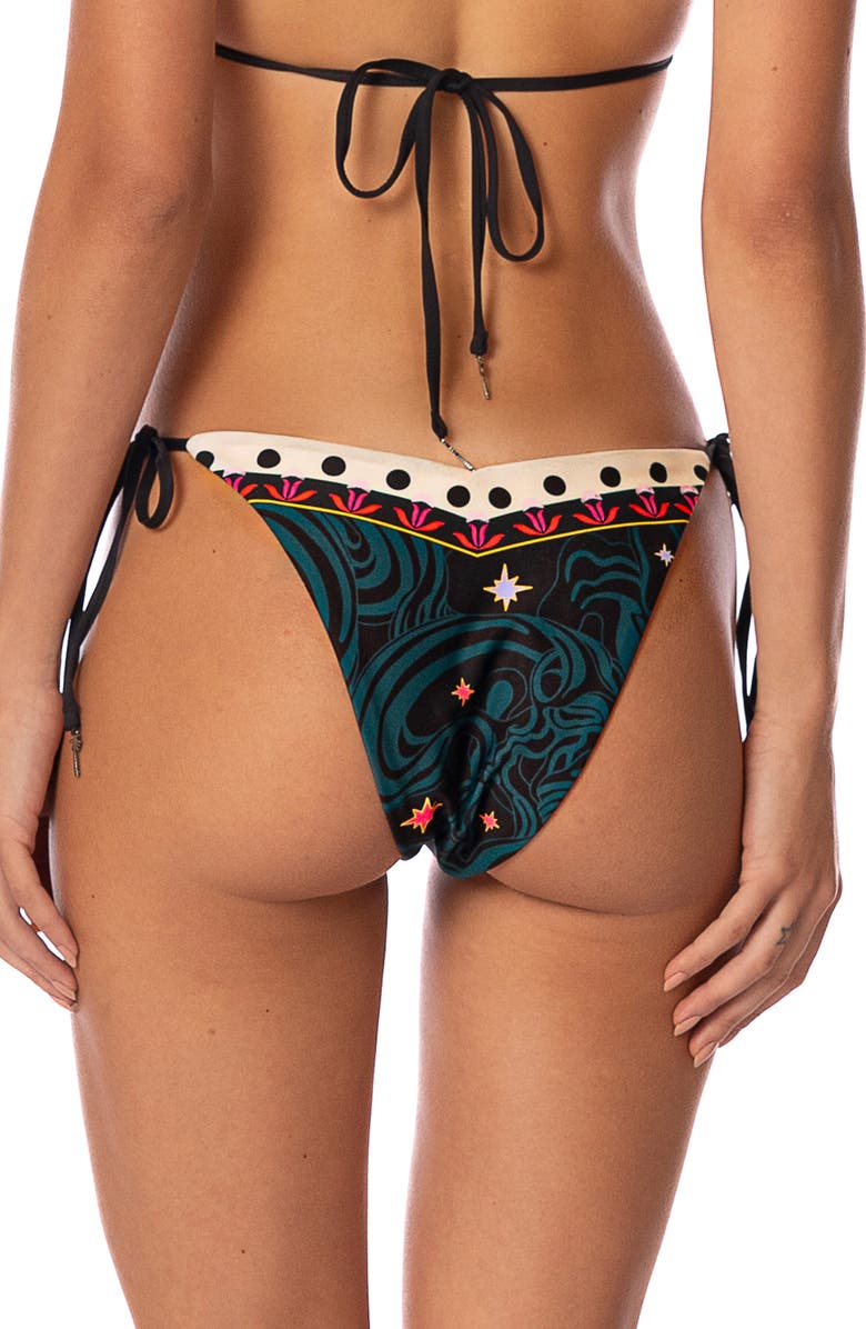 Maaji Flamingo Night Sunshine Bikini Bottoms, Alternate, color, Black Multi
