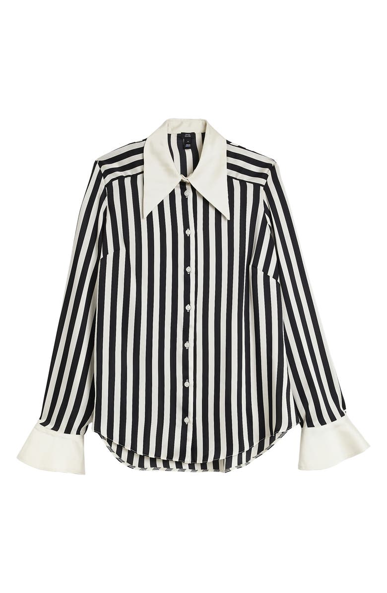 River Island Stripe Satin Button-Up Blouse, Alternate, color, 