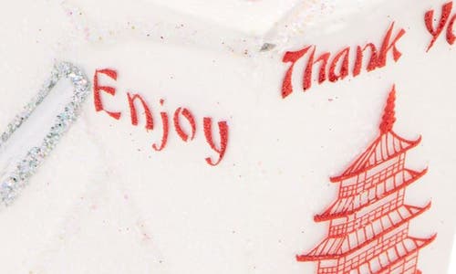 Old World Christmas Chinese Take-out Glass Ornament In Red/white/silver