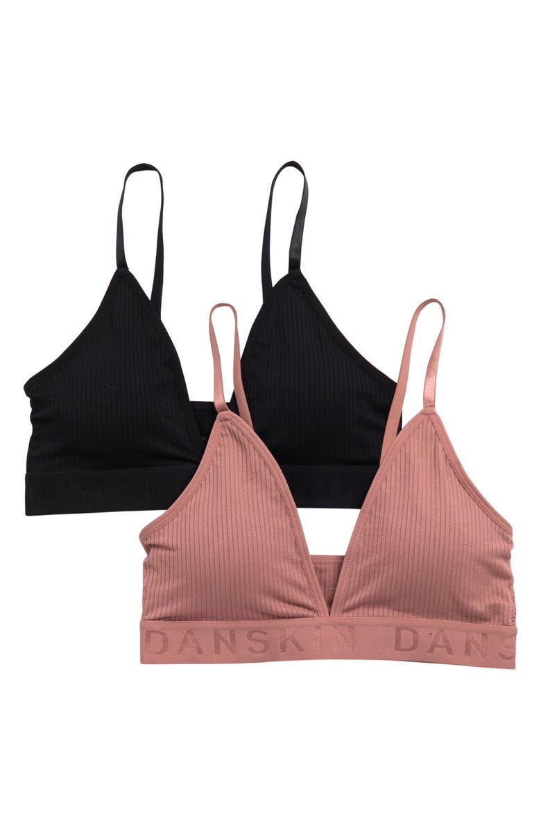 Danskin 2-Pack Triangle Bralettes, Main, color, 