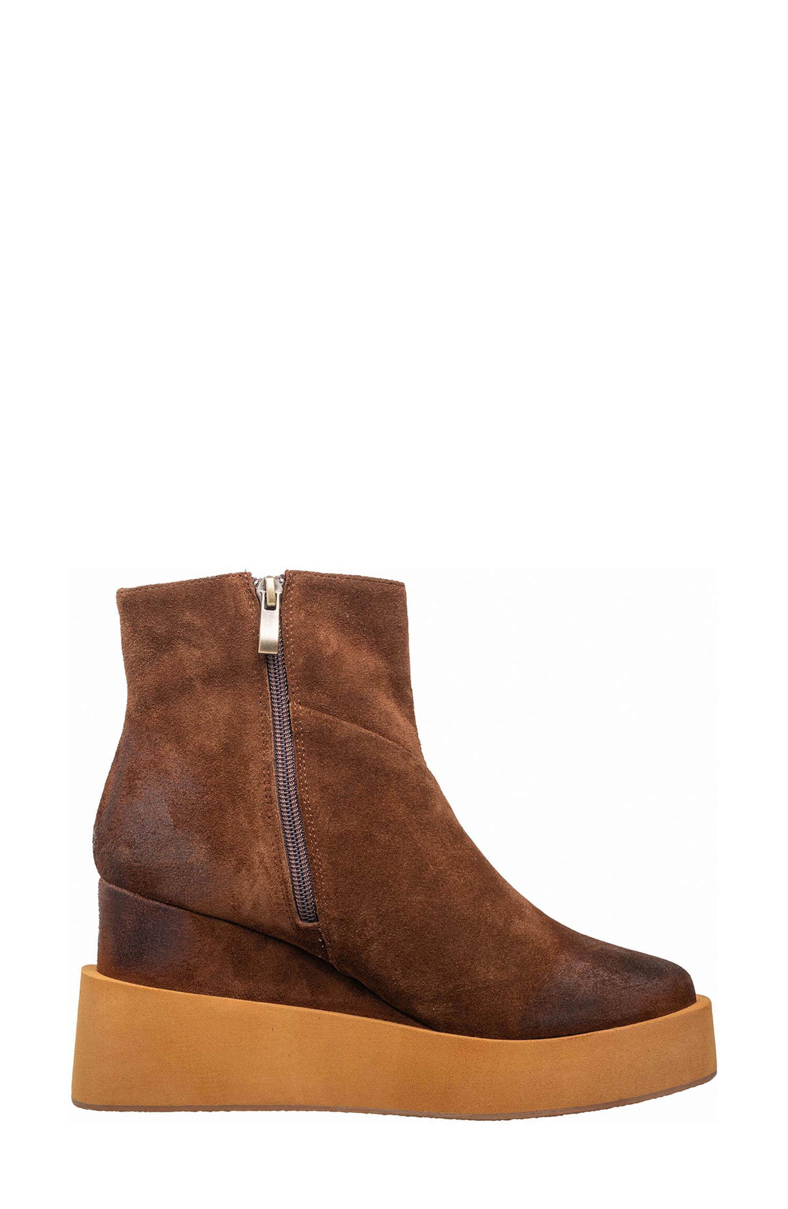 Suede Platform Wedge Boot, Alternate, color, CHOCOLATE