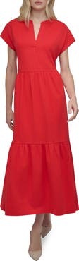 DKNY Tiered Stretch Cotton Maxi Dress