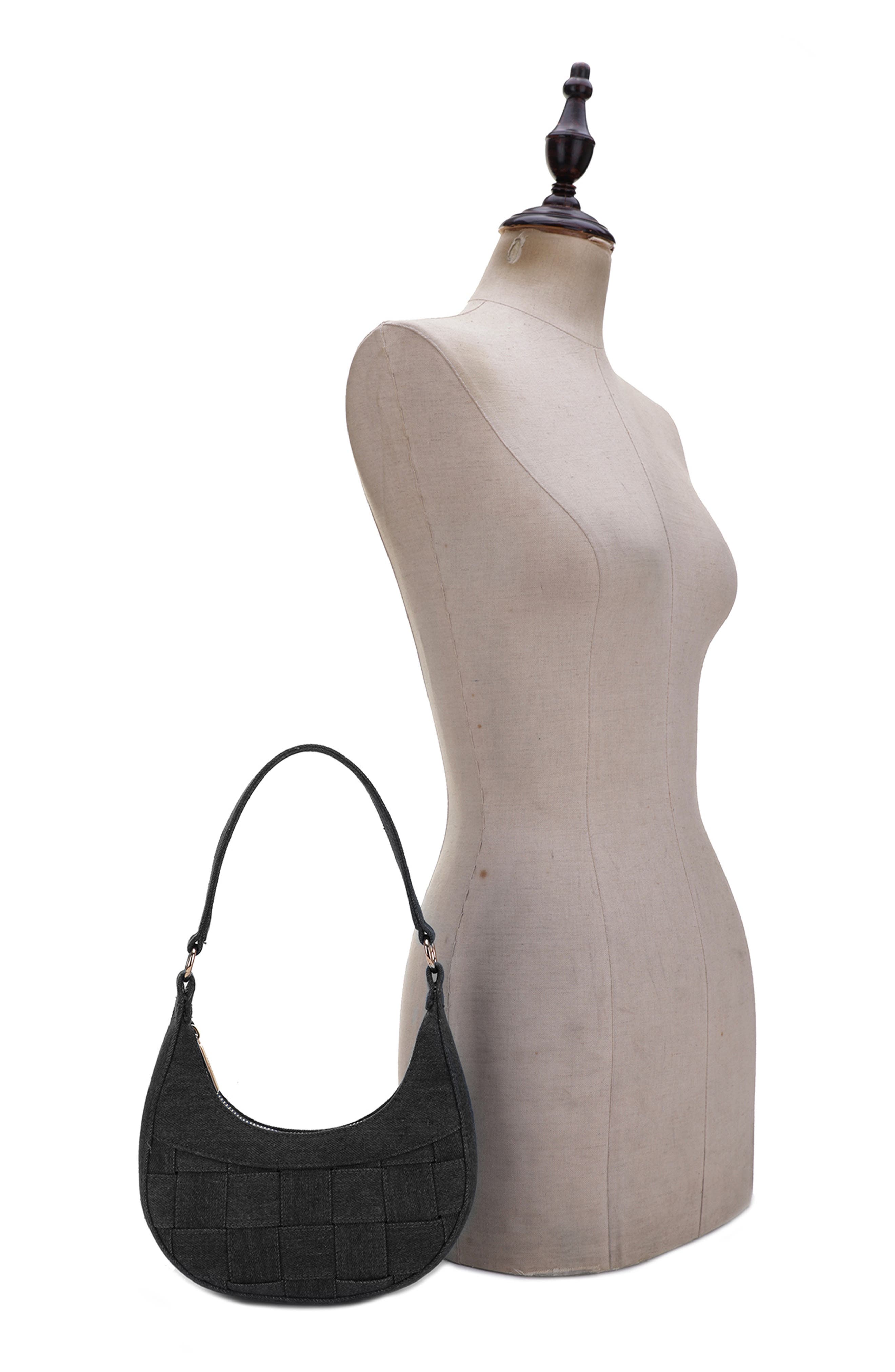 Mali + Lili Leilani Woven Denim Baguette Shoulder Bag, Alternate, color, 