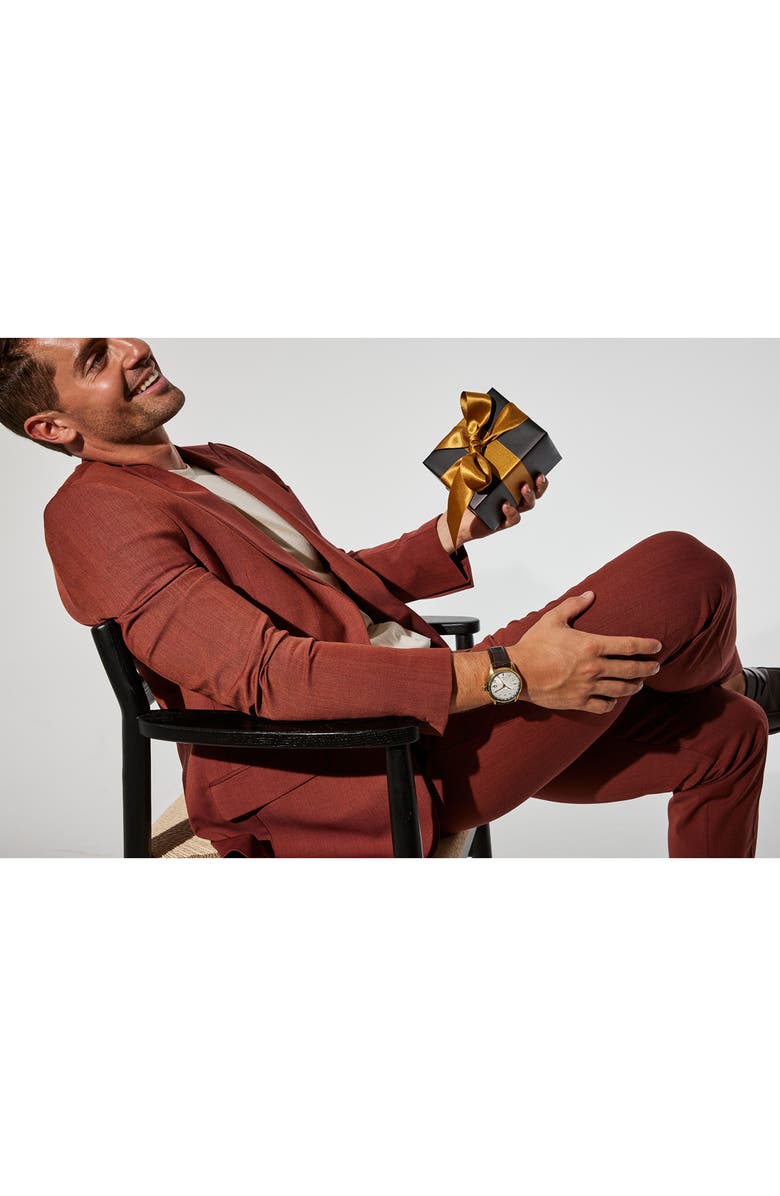 BULOVA Wilton GMT Automatic Leather Strap Watch, 43mm, Alternate, color,