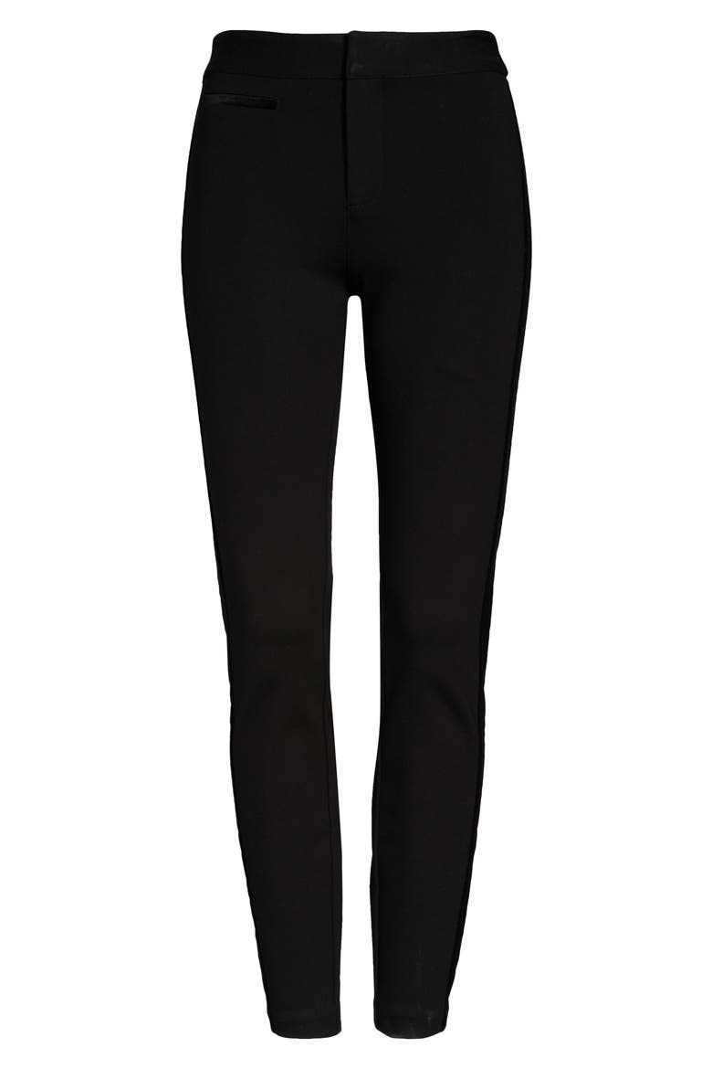 Tereza Velvet Side Stripe Slim Pants, Alternate, color, BLACK