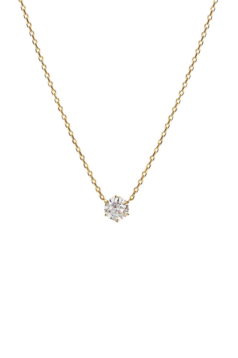Sterling Silver 18k Gold Plated Estelle Necklace Dainty Crystal Trendy, Main, color, Gold