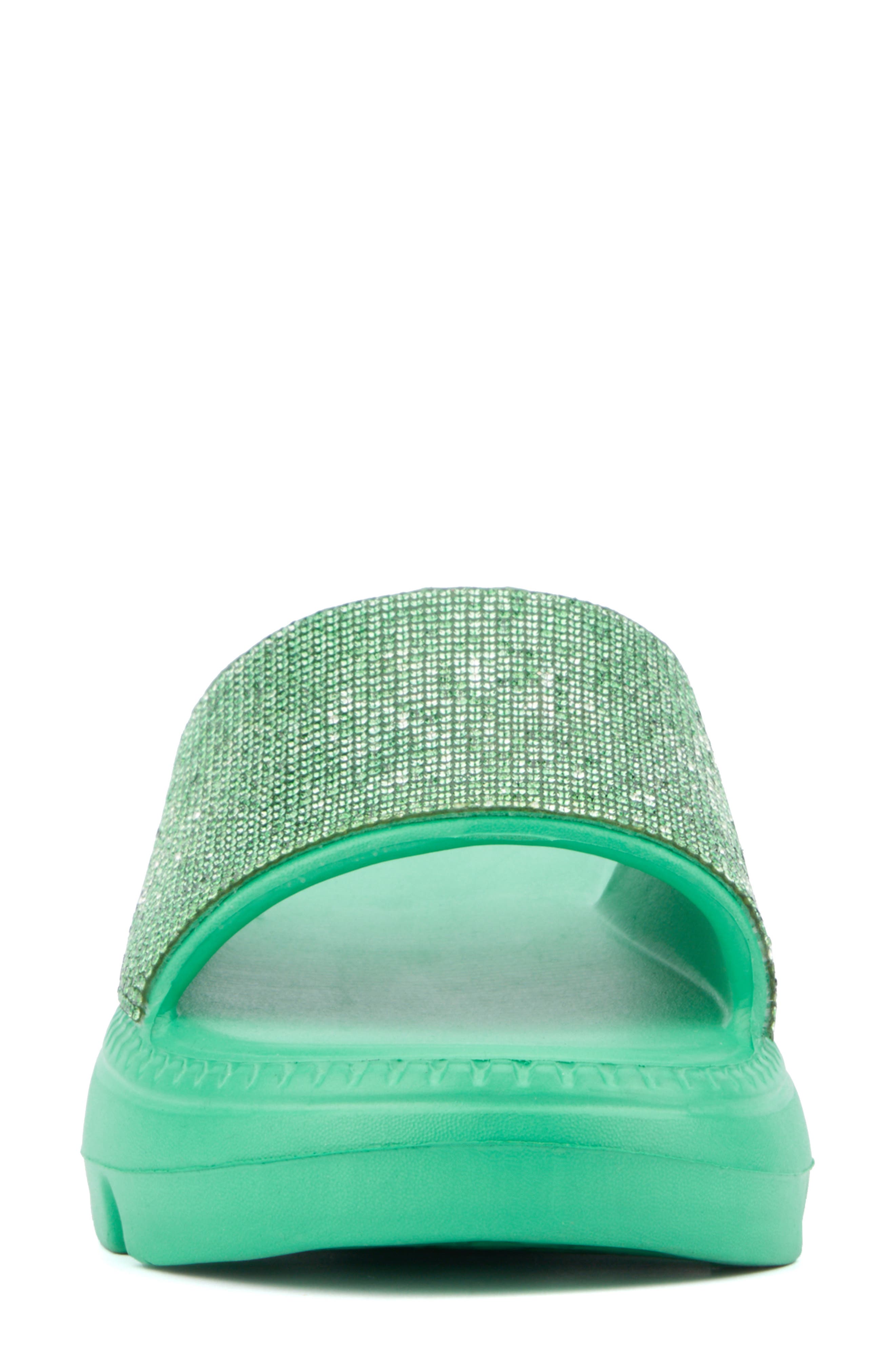 OLIVIA MILLER Glitter Gaze Platform Slide Sandal, Alternate, color, Green