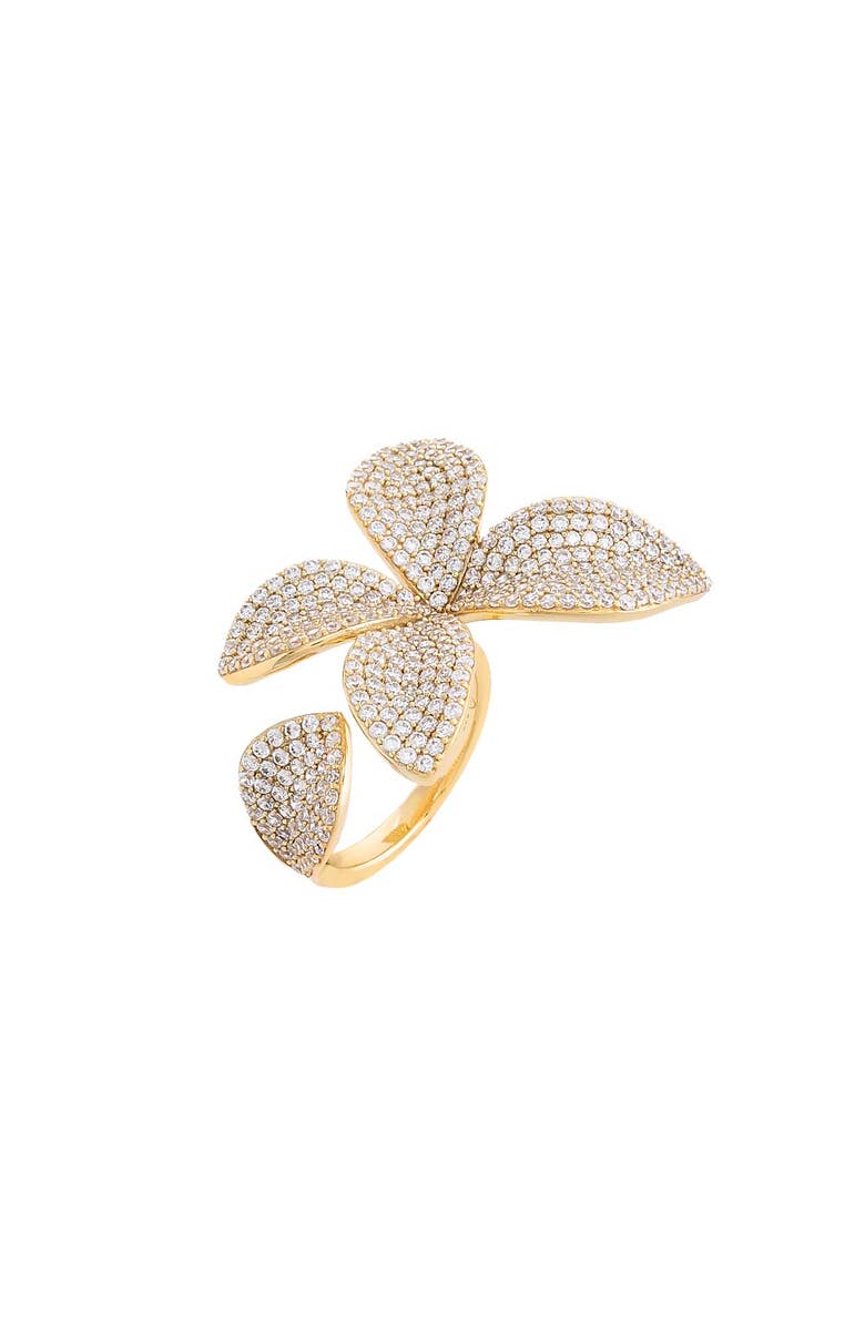 BY ADINA EDEN Pave Fancy Flower Petal Ring, Main, color, Gold