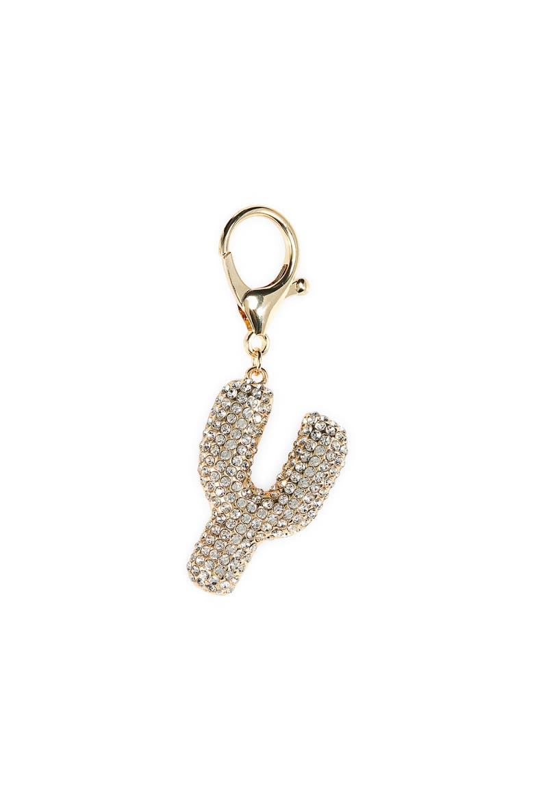 Pavé Initial Bag Charm, Main, color, Y- CLEAR- GOLD