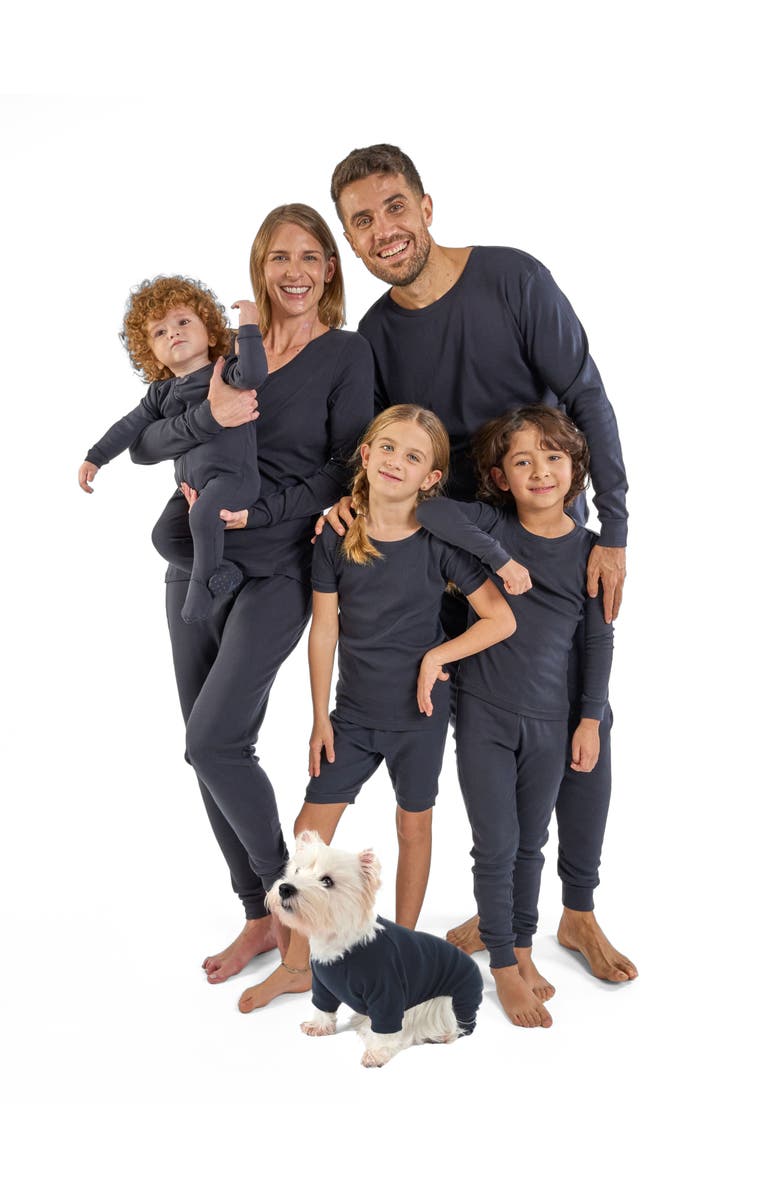 Leveret Kids Short Sleeve Cotton Solid Matching Family Pajamas, Alternate, color, Navy