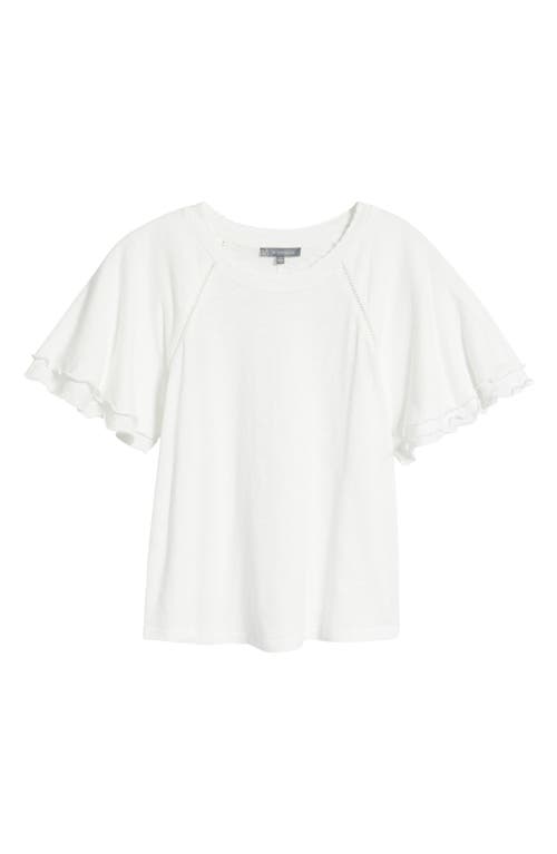 Wit & Wisdom Flutter Sleeve Top In Off White