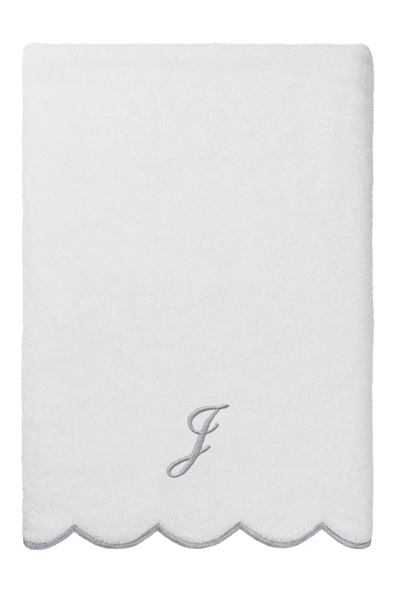 Scallop Personalized Monogram 3-Piece Towel Set, Alternate, color, WHITE/ GRAY J