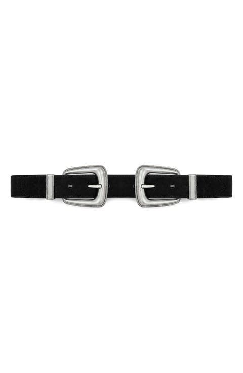 Arch Suede Double Buckle Belt