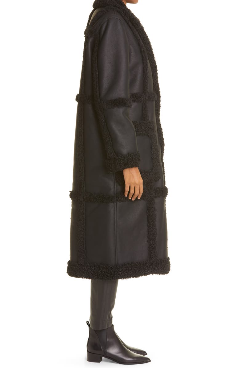 Stand Studio Patrice Faux Leather Coat with Faux Shearling Trim, Alternate, color, 