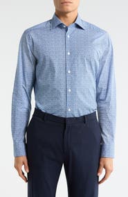 Jack Victor Marquis Floral Print Stretch Cotton Button-Up Shirt
