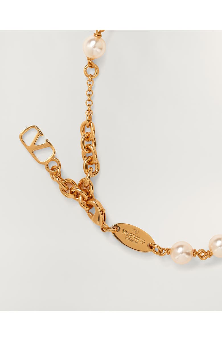 Valentino Garavani VLOGO Faux Pearl Bracelet, Alternate, color,