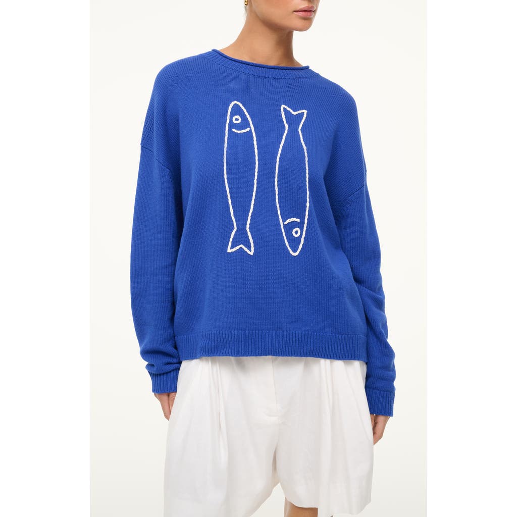 Staud Giada Crewneck Sweater In Blue