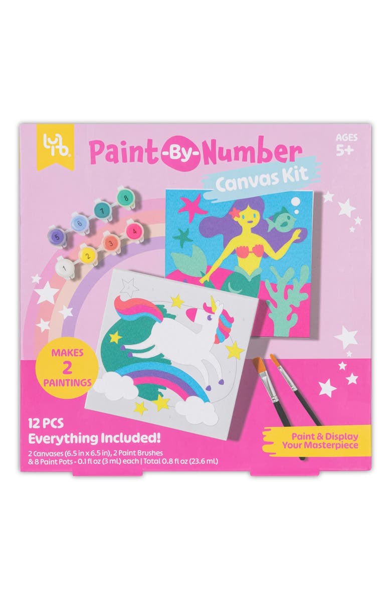 Little Yellow Bicycle Unicorn & Mermaid Paintbynumber Canvas Kit 5+, Main, color, 