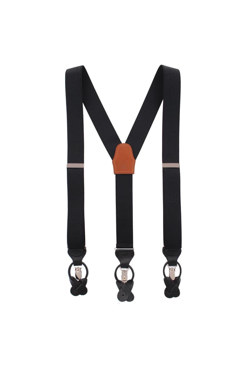Classic Solid Color Convertible Suspenders (Braces) 35mm Elastic, Alternate, color, Black