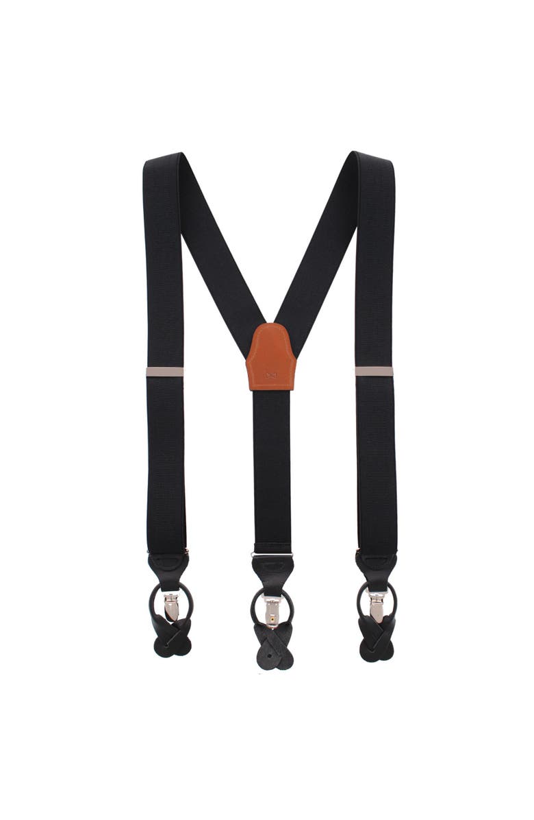 Trafalgar Classic Solid Color Convertible Suspenders (Braces) 35mm Elastic, Alternate, color, Black