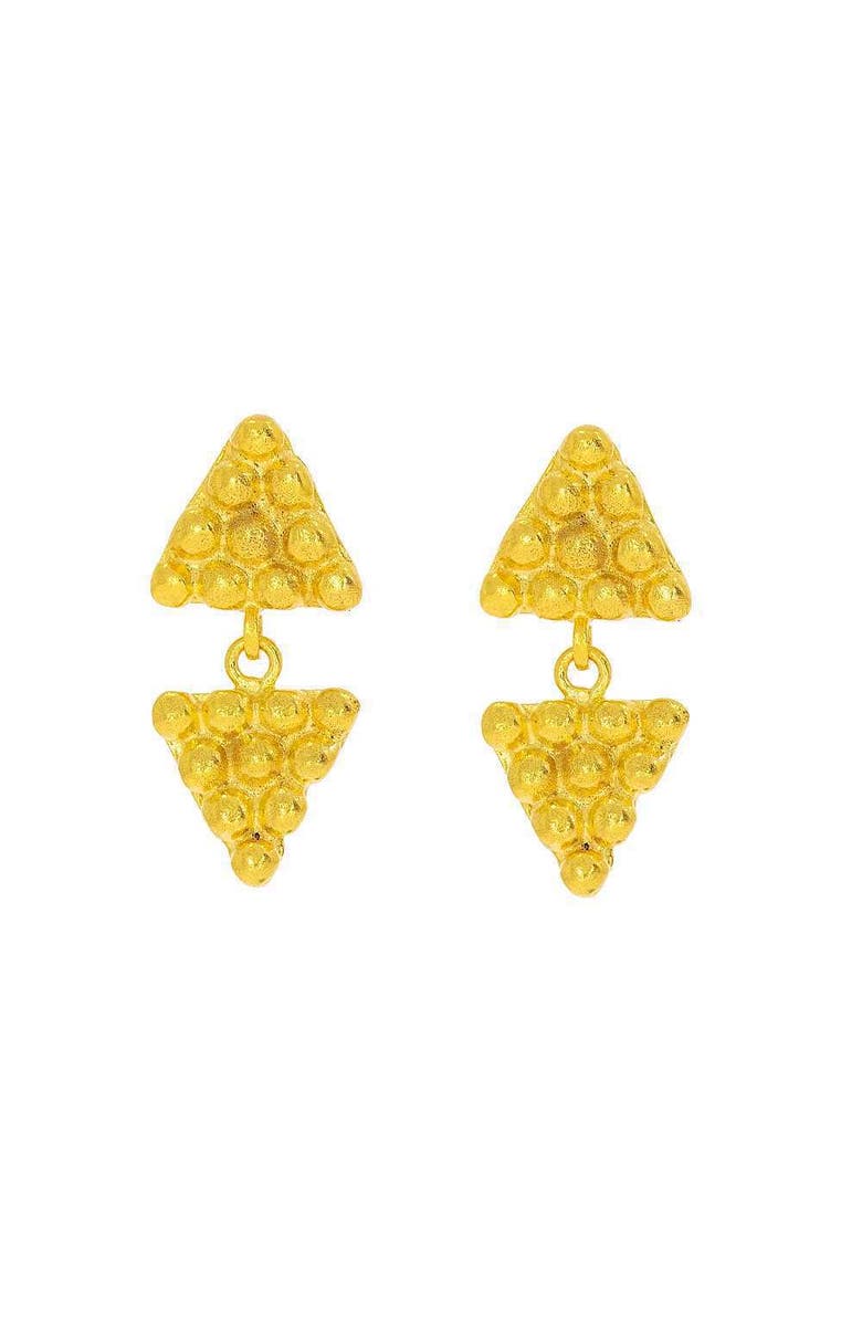 Ottoman Hands Azar Triangle Drop Earrings, Main, color, Brass