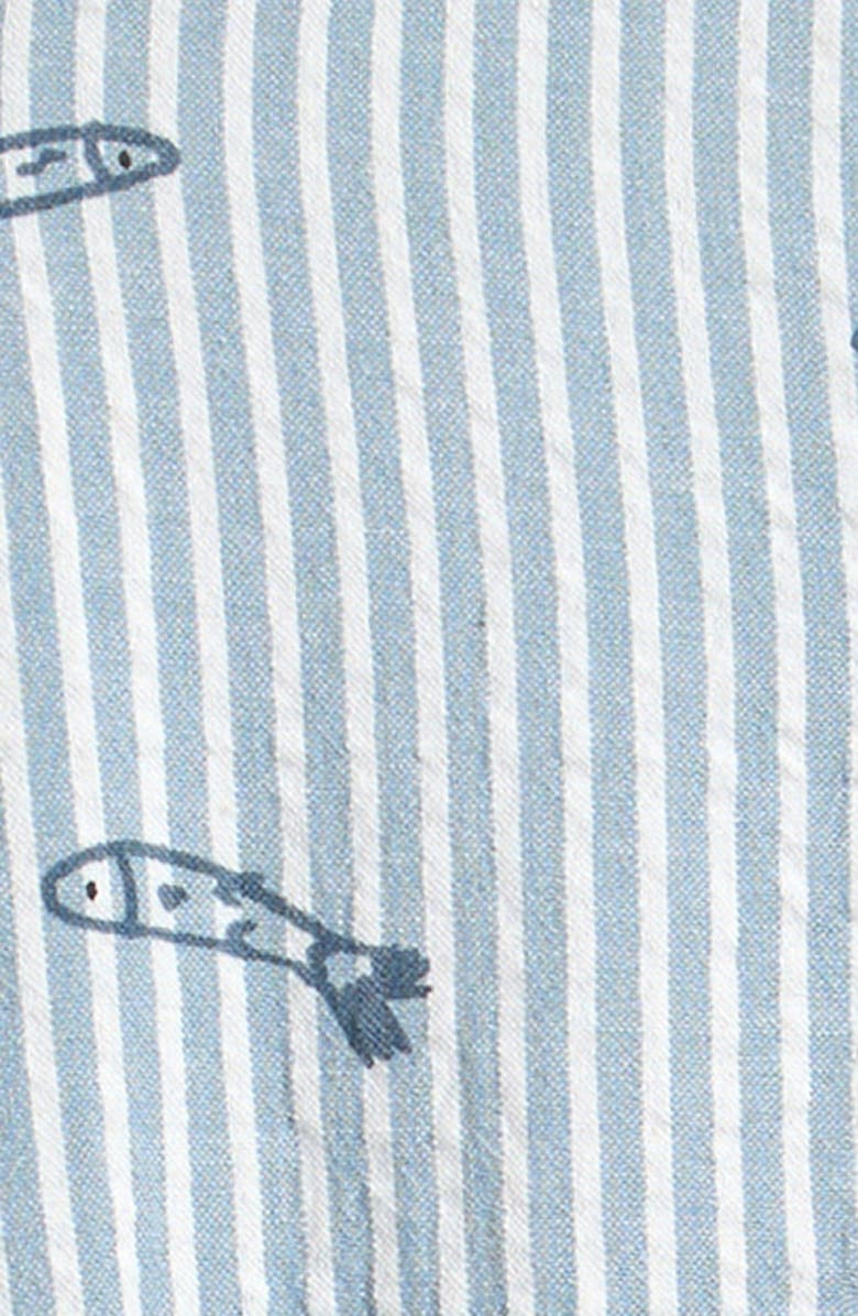 Pehr Sardine Embroidery Organic Cotton Seersucker Romper, Alternate, color, Petit Sardine