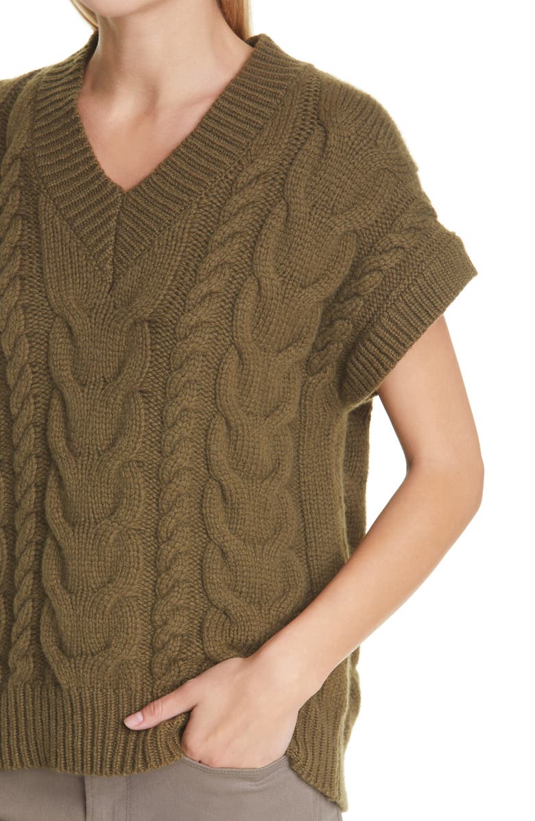 FRAME Cable V-Neck Sweater, Alternate, color, 