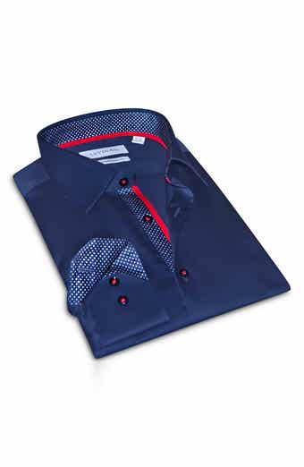 LEVINAS Contemporary Fit Solid Cotton Dress Shirt