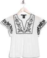 Forgotten Grace Soutache Trim Top with Flutter Sleeves