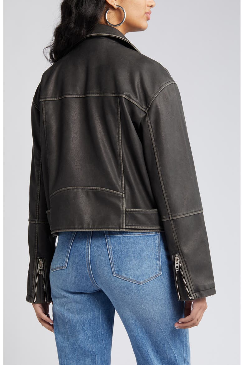 Distressed Belted Faux Leather Moto Jacket, Alternate, color, A-LIST