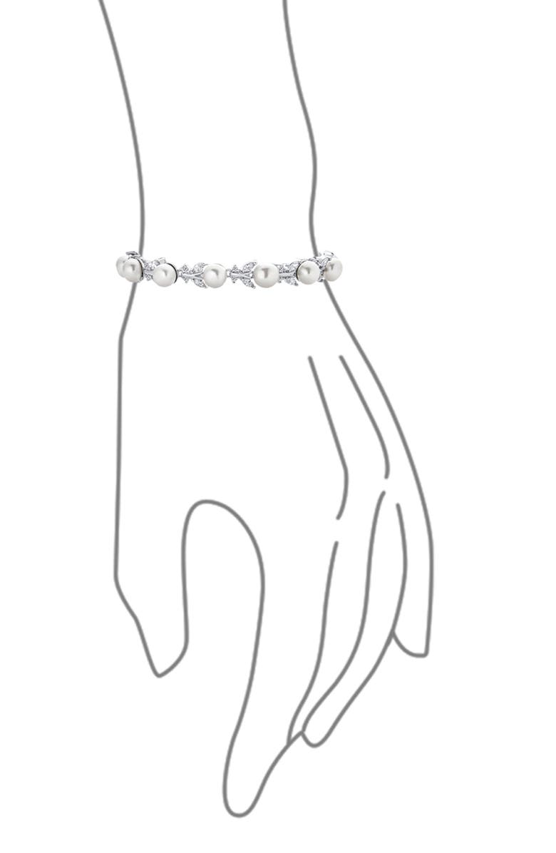 BLING JEWELRY Bridal Flowers 6mm Cultured Freshwater Pearl & Cubic Zirconia Bracelet, Alternate, color, 