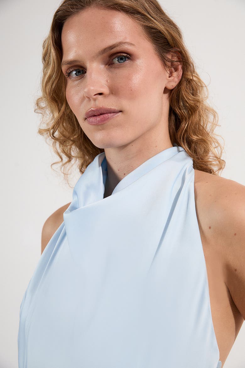 Woven Satin Maxi Dress, Alternate, color, Blue