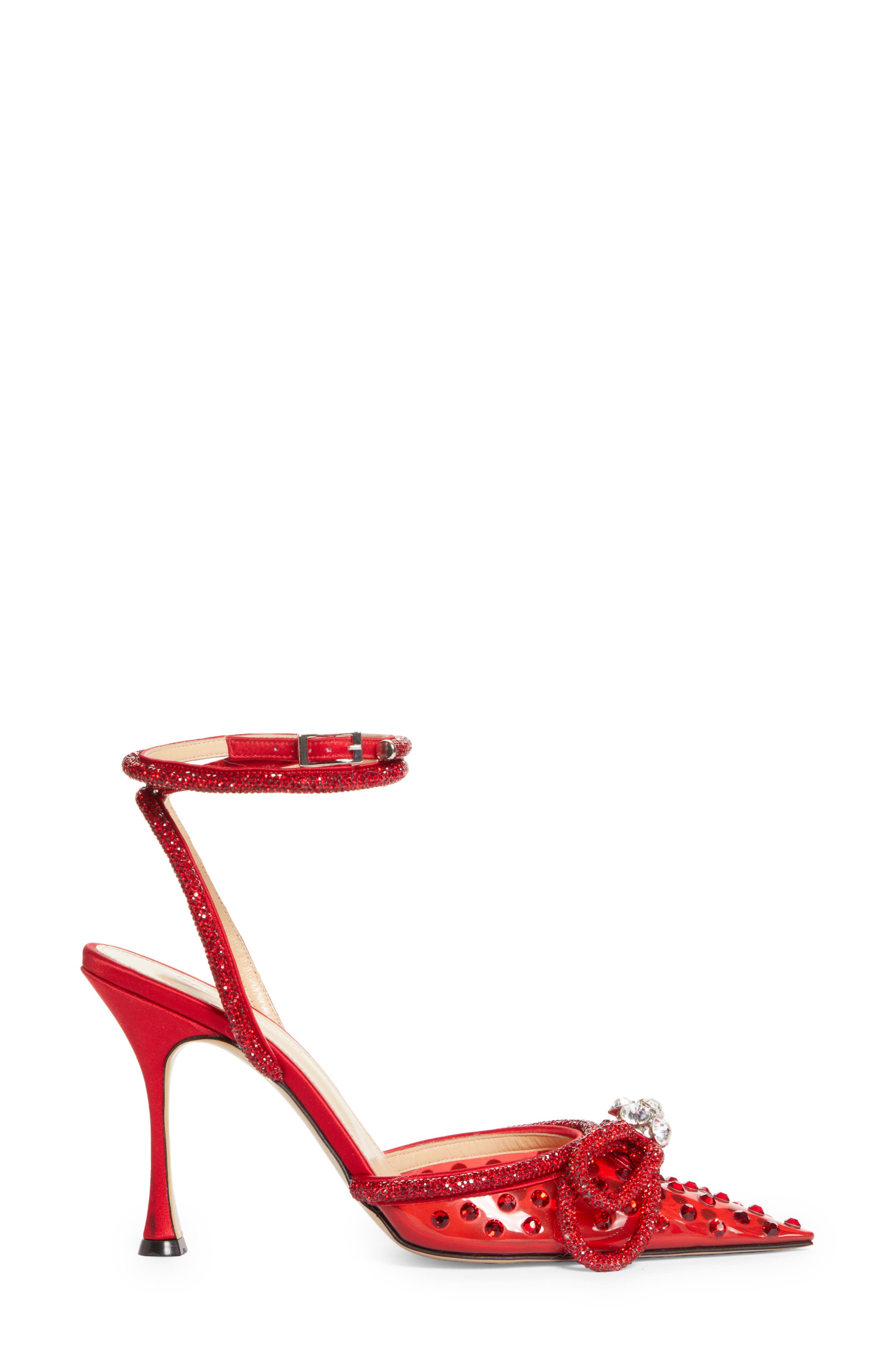 Double Crystal Bow Pointed Toe Pump (Nordstrom Exclusive), Alternate, color, RED