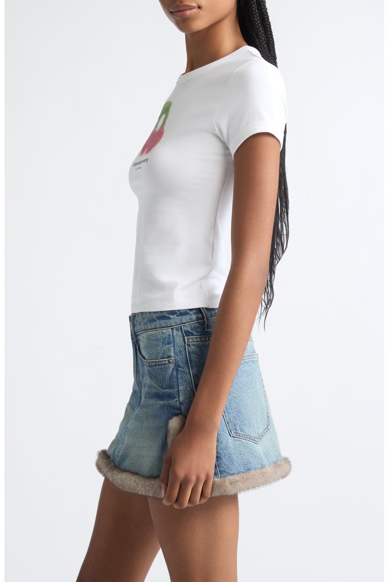 Cherry Graphic Fitted T-Shirt, Alternate, color, WHITE