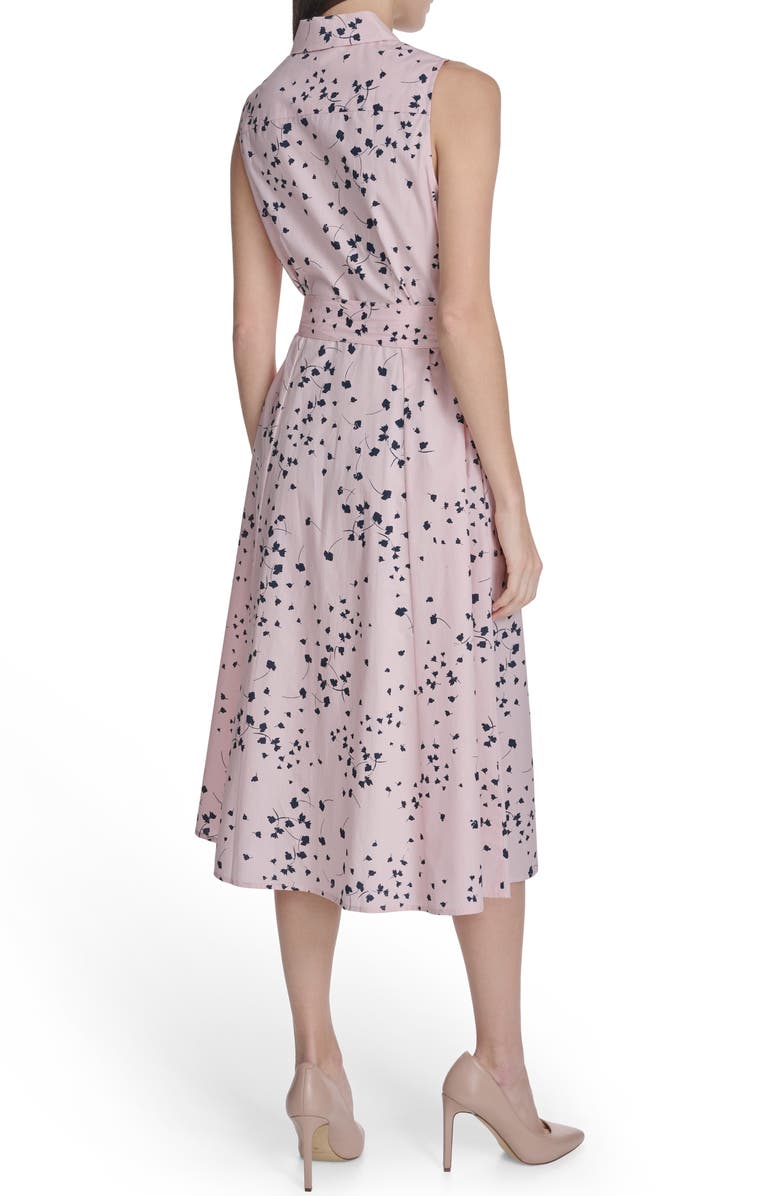 Calvin Klein Sleeveless Cotton Shirtdress, Alternate, color, Blossom / Indigo