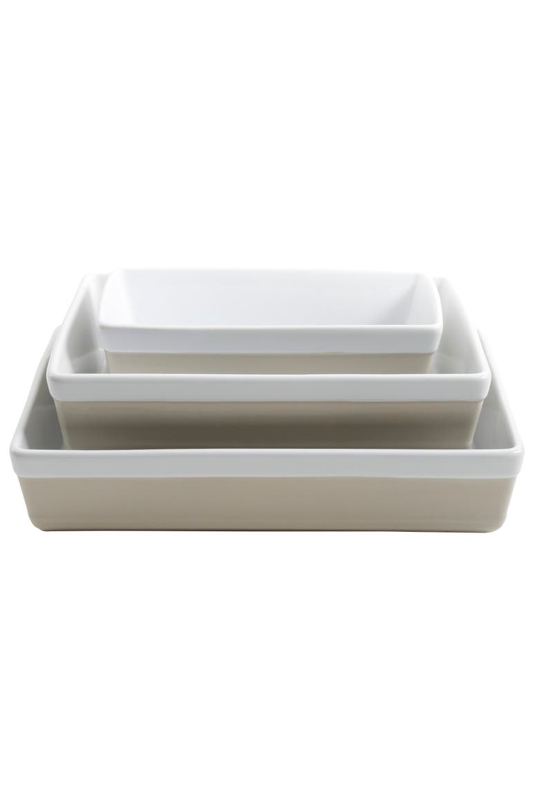3-Piece Stoneware Baker Set, Oven-Safe Baking Dishes for Casseroles & Desserts, Alternate, color, Grey