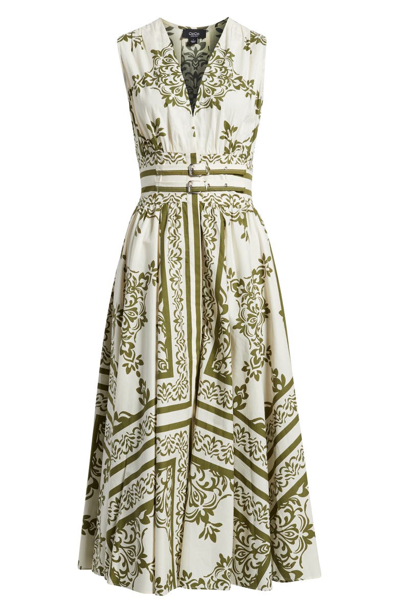 CeCe Sleeveless Belted Cotton Midi Dress, Alternate, color, 