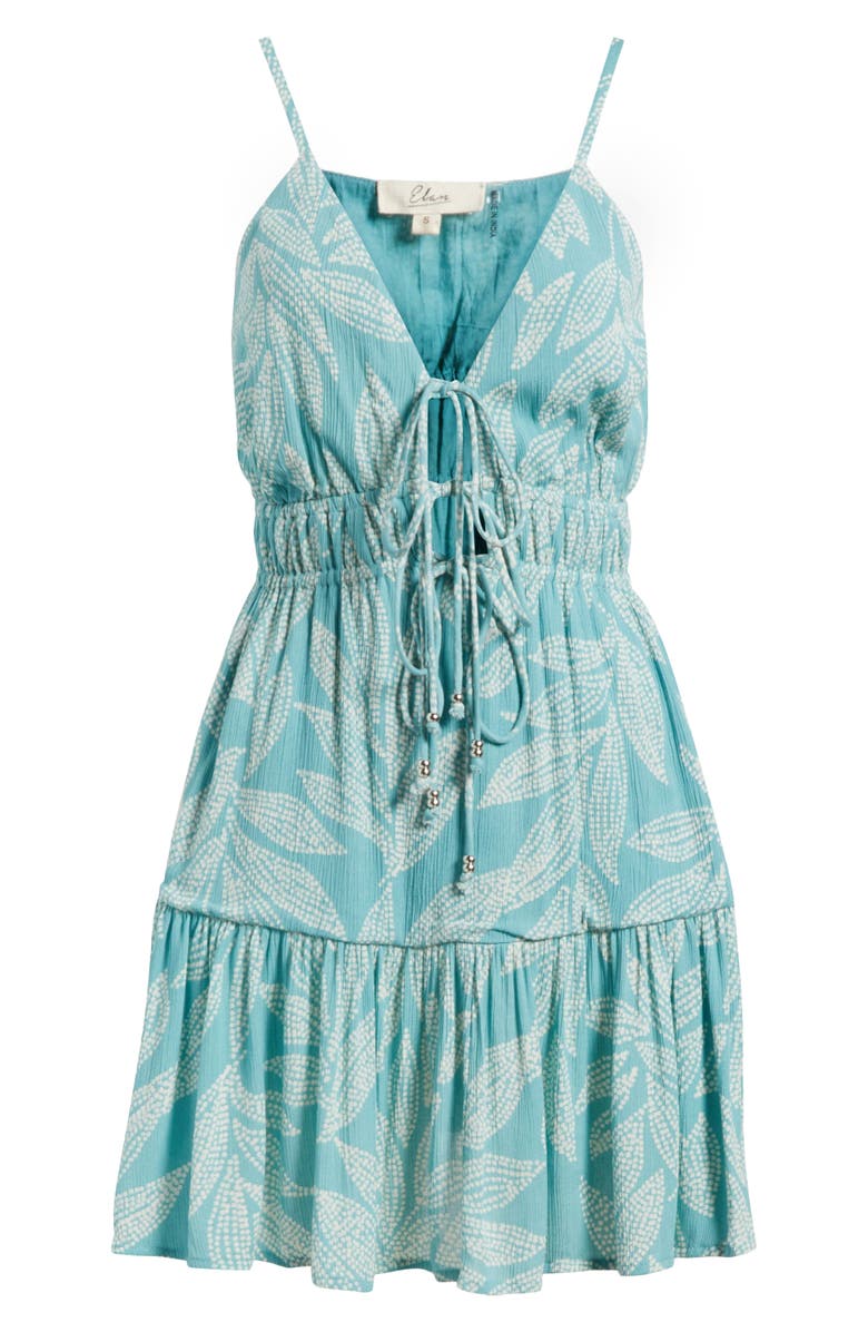 Elan Crinkle Textured Tiered Cover-Up Sundress, Alternate, color, Teal Categena Print