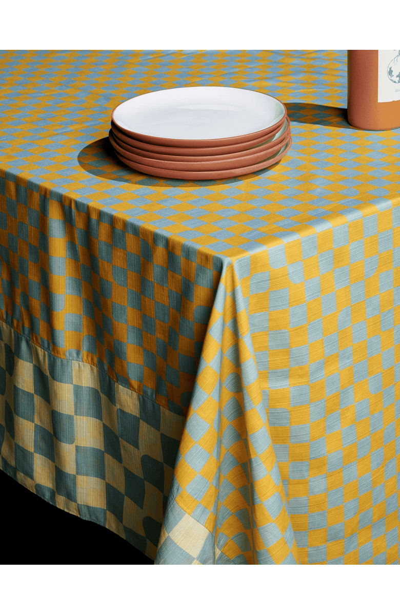 Tortuga Forma Checker Tablecloth Reversible, Alternate, color, Sky