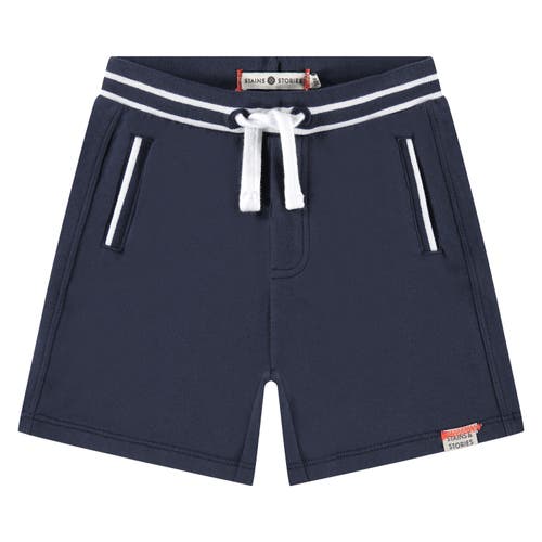 Stains And Stories By Babyface Striped Waist Shorts With Pockets In Blue