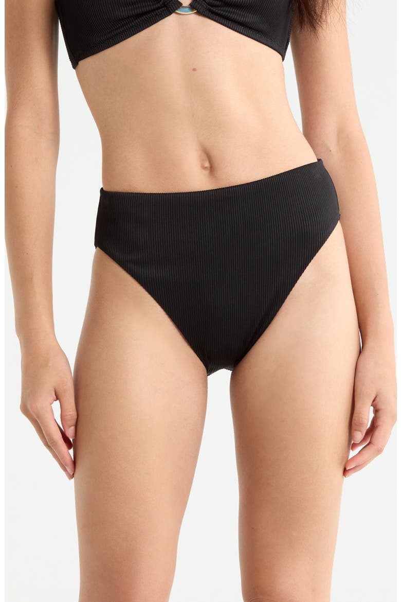 High Waist Bikini Bottoms, Main, color, BLACK