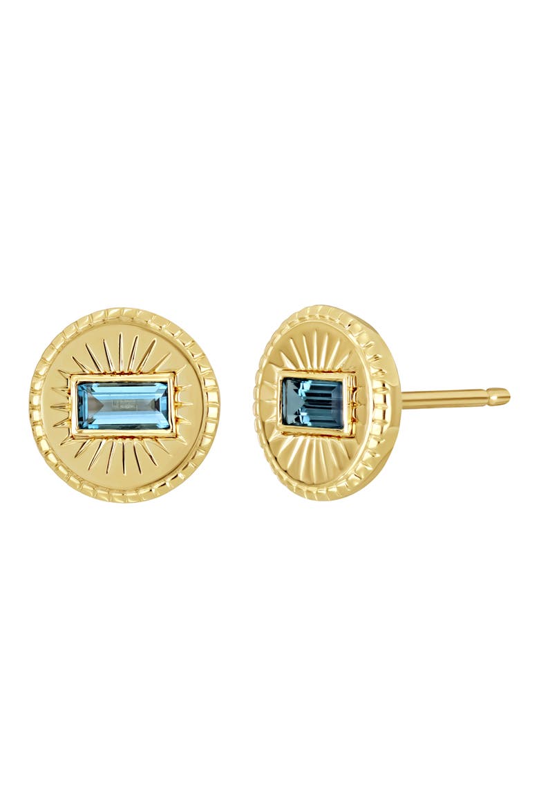 Stud Earrings, Main, color, 14K GOLD/ LONDON BLUE TOPAZ