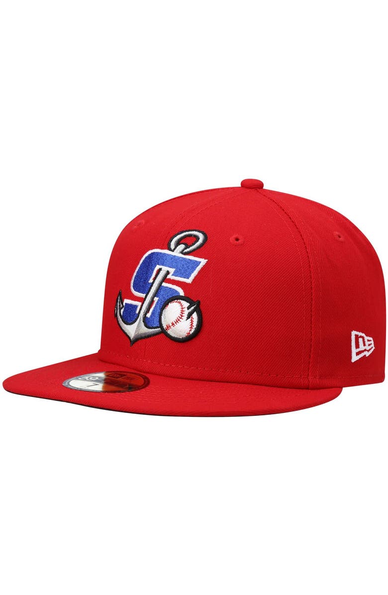 New Era Men's New Era Red Stockton Ports Authentic Collection Team Home 59FIFTY Fitted Hat, Alternate, color, Red
