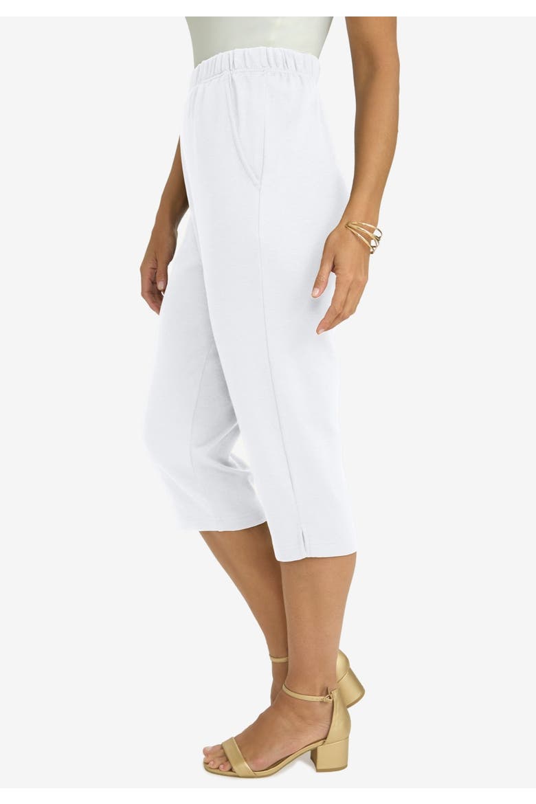 Soft Ease Cotton Knit Capri, Alternate, color, WHITE
