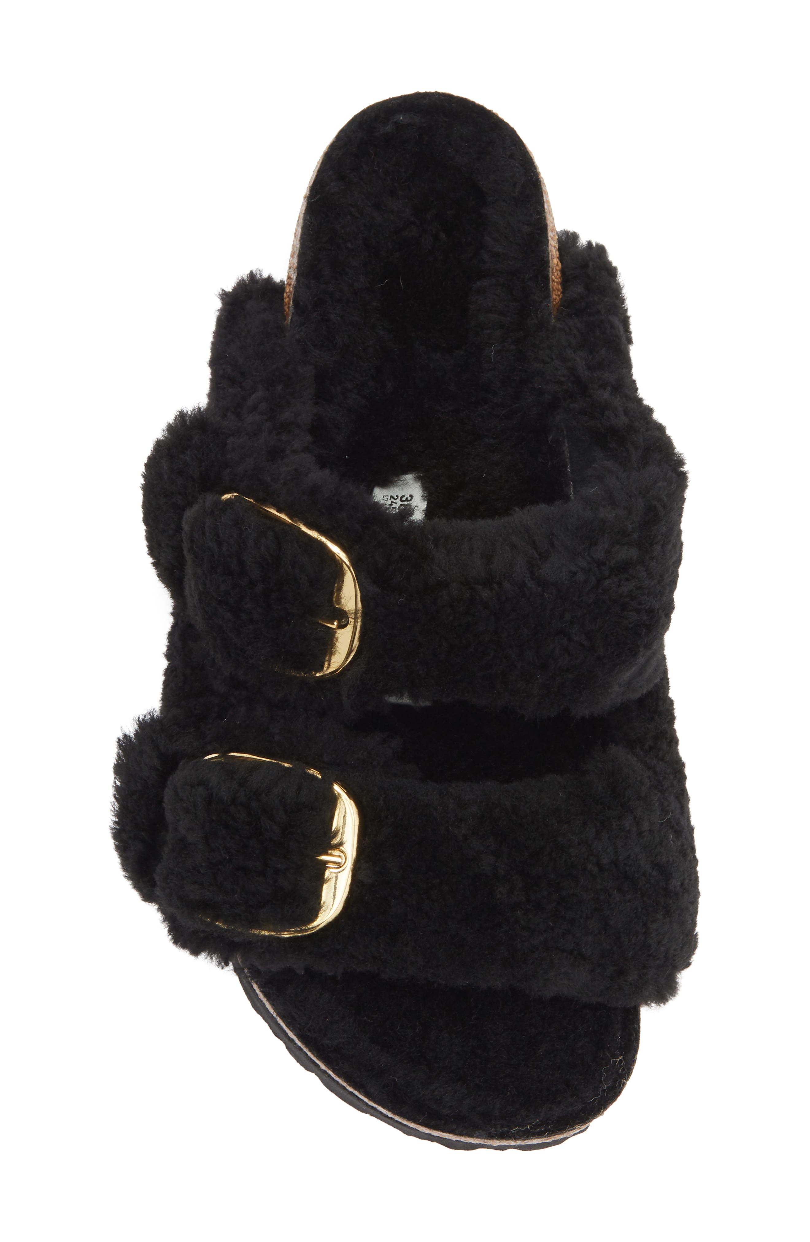 Birkenstock Arizona Big Buckle Teddy Genuine Shearling Sandal - Discontinued, Alternate, color, Black