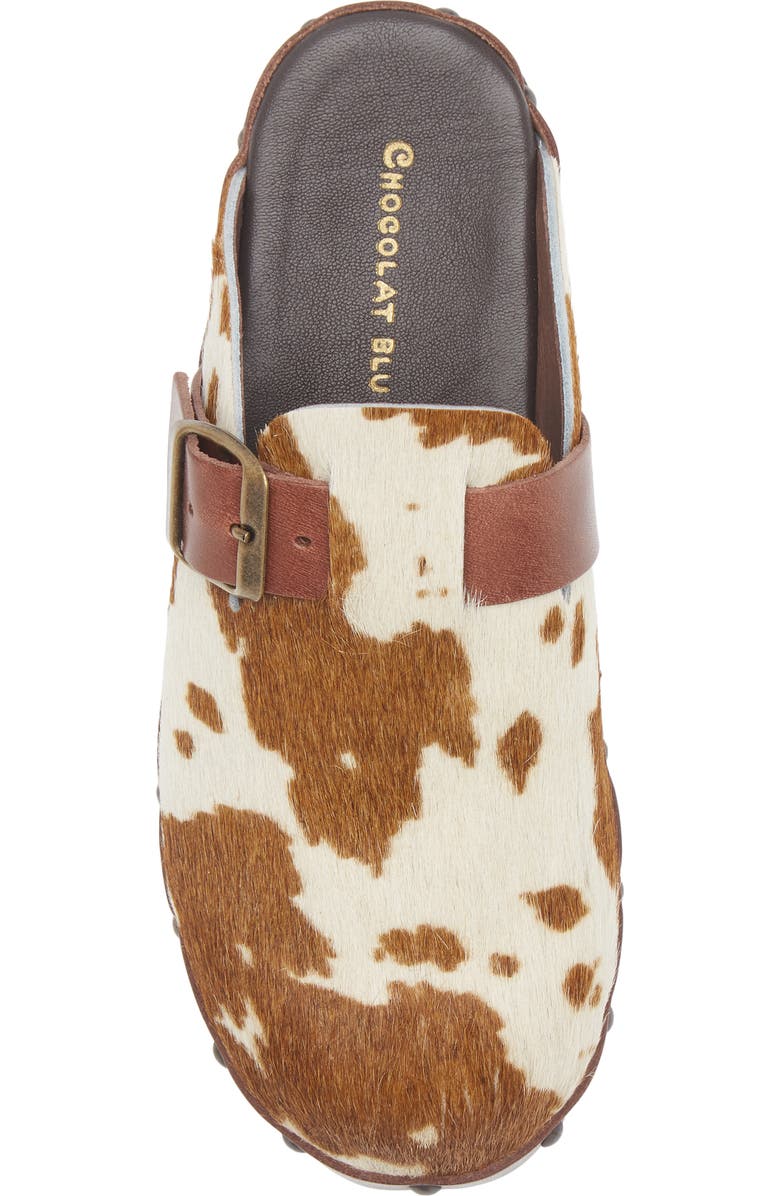 Chocolat Blu Yuna Genuine Calf Hair Clog, Alternate, color, Cow Print Calf Hair