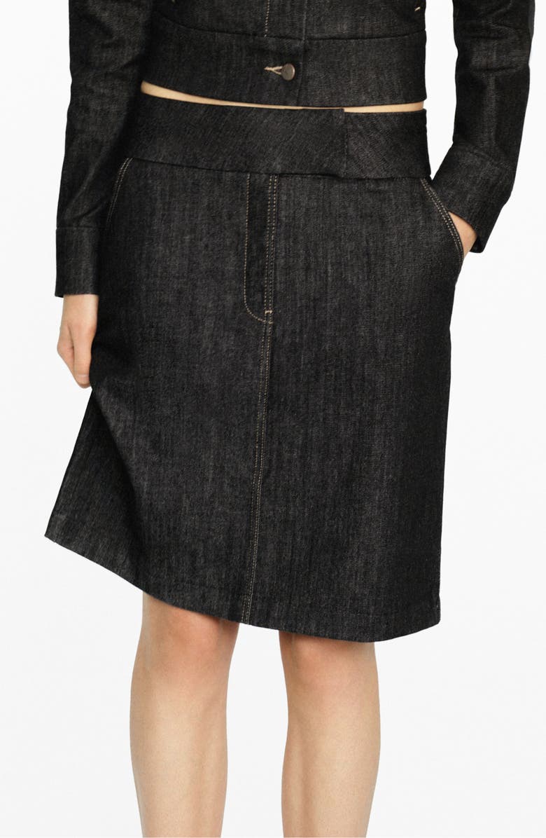 MANGO Denim Skirt, Main, color, Black